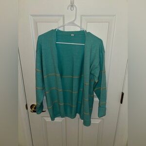Teal Striped Women's Sweater